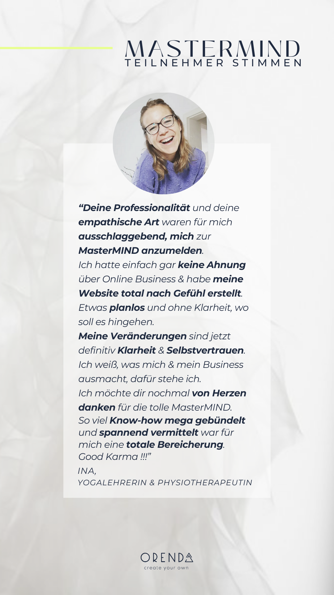 Ina Mastermind - Orenda You - Unternehmensberatung, Business & Sales Coach Mentorin Danica vom Bodensee